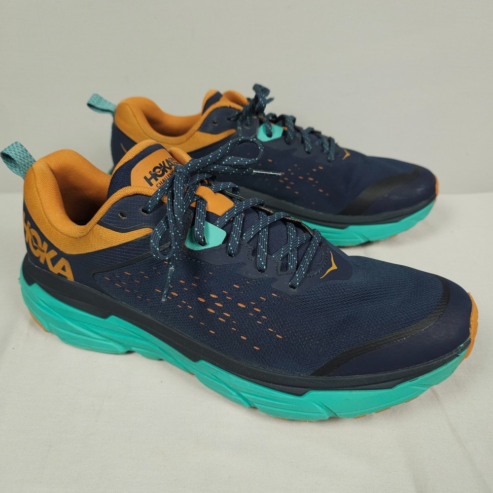 Hoka Challenger ATR 6 Shoes Men Size 14 D Navy Blue Aqua Orange Running